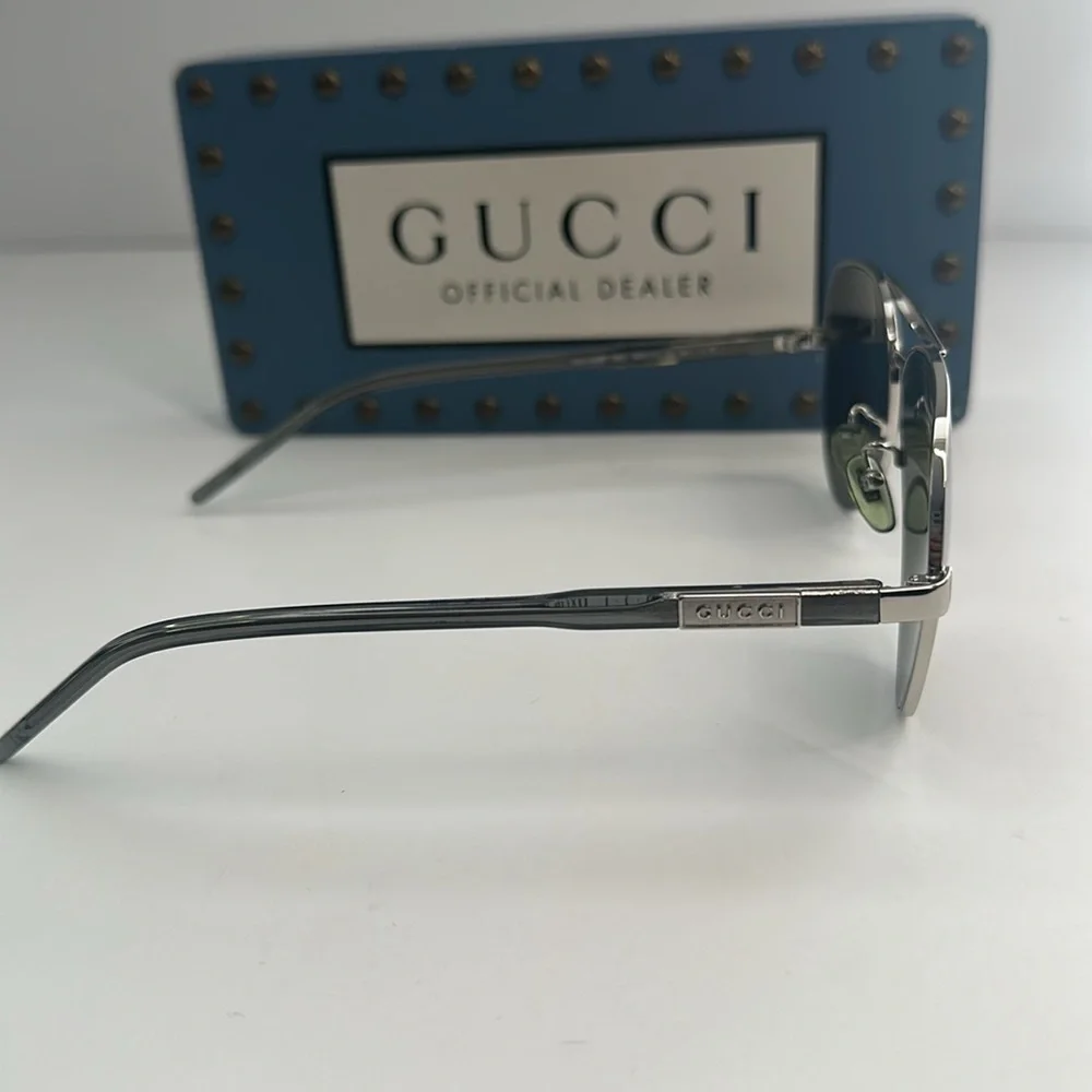 💯- New Authentic Gucci™ GG1163S 002 60 - Silver/Gray Sunglasses
